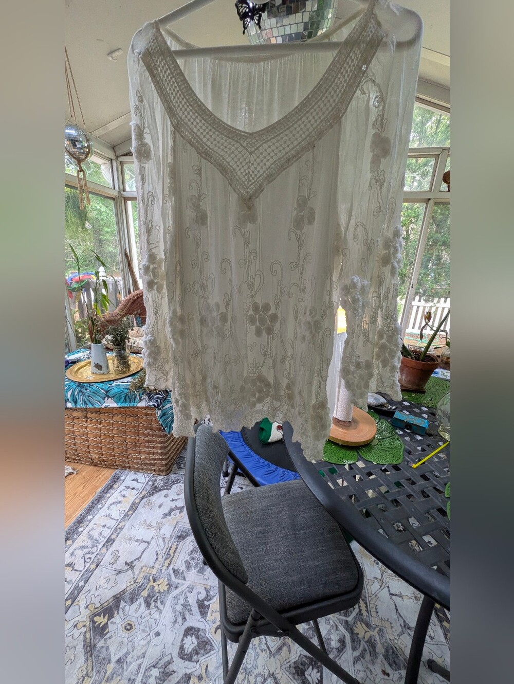 Embroidered Ivory Sheer Boho Blouse